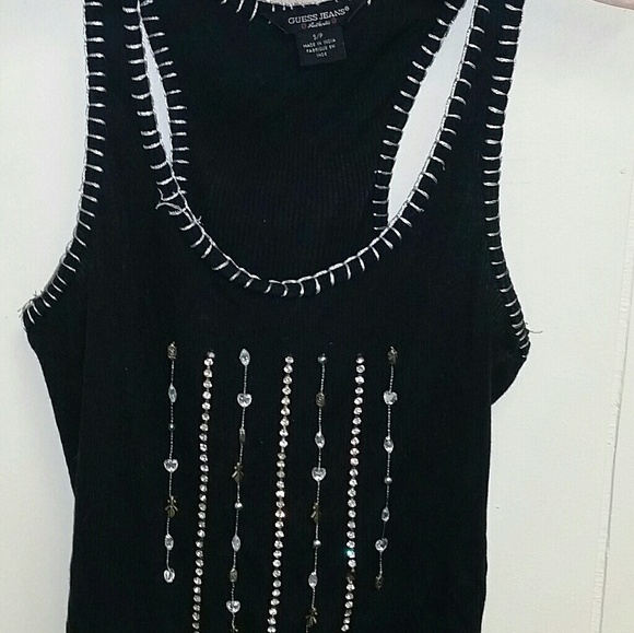 SOLD Guess gem tank top, silver embellishments,S - Picture 3 of 7